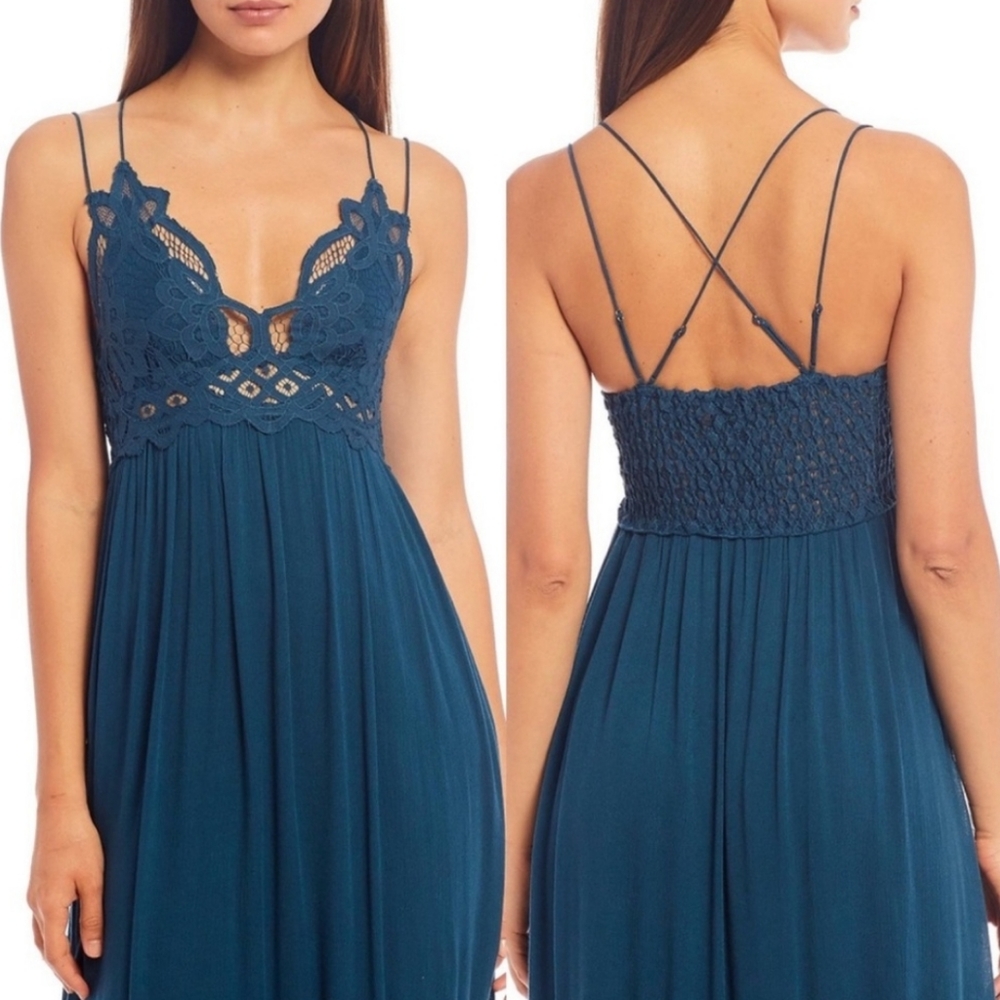 NWOT Free People TEAL Adella Maxi Dress - Picture 3 of 11